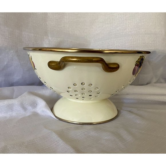 Cornucopia Enamel and Brass Collonder - Picture 4 of 8